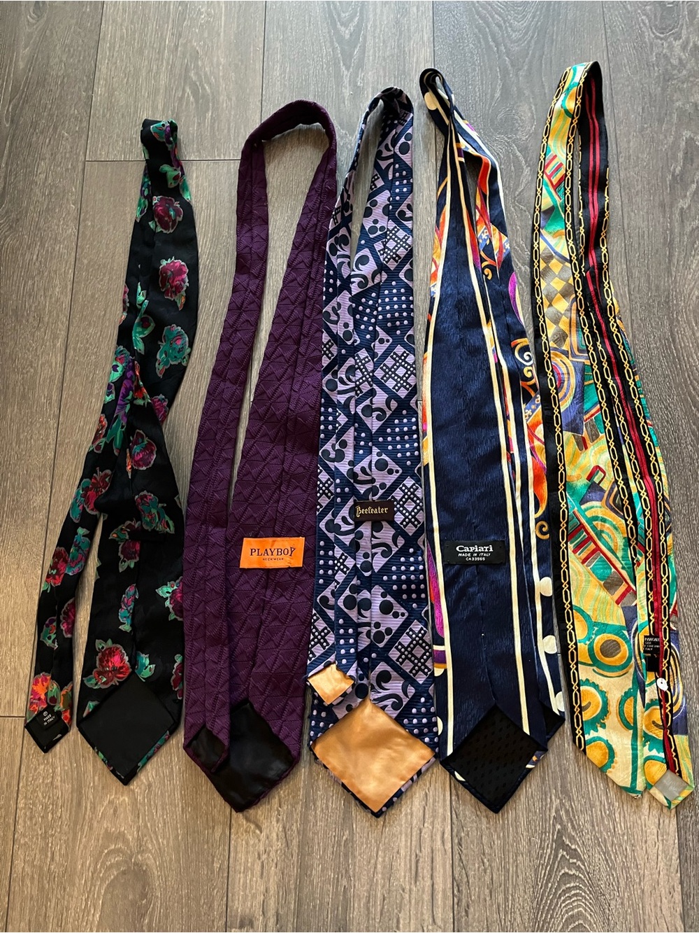 Vintage Tie Lot (5) Playboy Cariari Beefeater 80’s 90’s Retro Neckwear